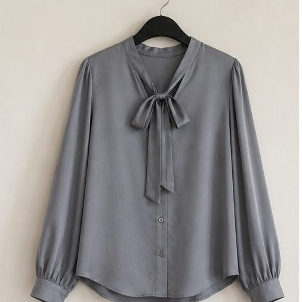 Gray Wrap Blouse